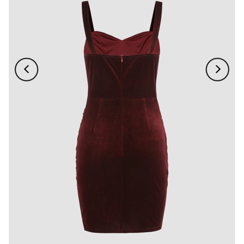 Velvet Corset Cami Mini Dress (Burgandy) - Picture 2 of 2